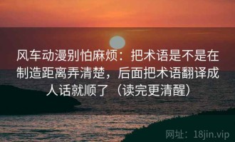 风车动漫别怕麻烦：把术语是不是在制造距离弄清楚，后面把术语翻译成人话就顺了（读完更清醒）