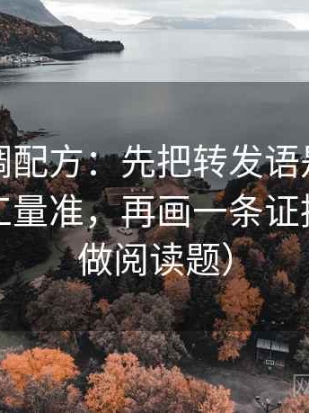 推特像调配方：先把转发语是不是在二次加工量准，再画一条证据链（像做阅读题）